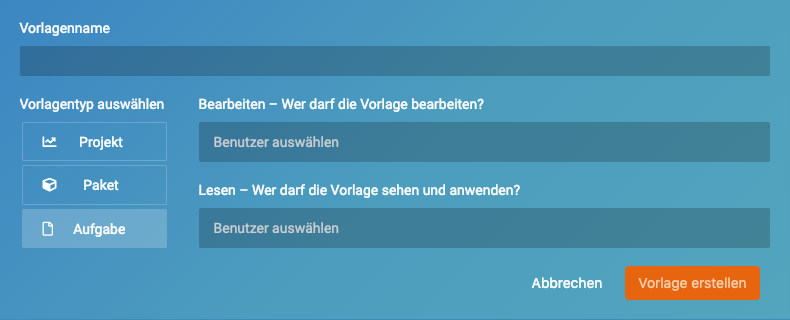 Grundangaben in Aufgabenvorlage