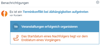 factro Benachrichtigungssystem meldet Terminkonflikt