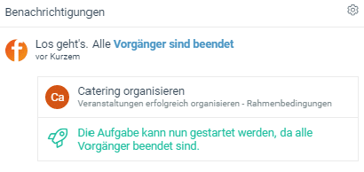 factro Benachrichtigungssystem meldet Vorgängeraufgaben sind beendet