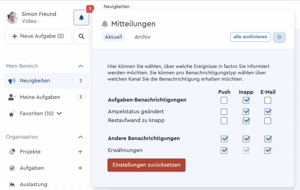 Konfiguration der Benachrichtigung über die Alarmglocke