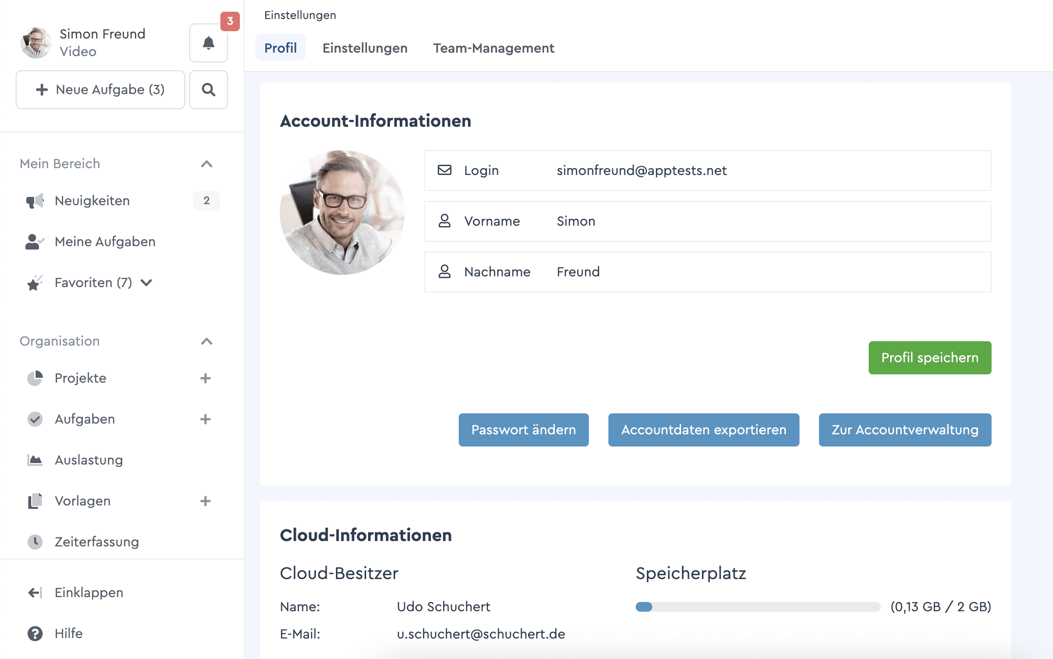 factro Account-Informationen