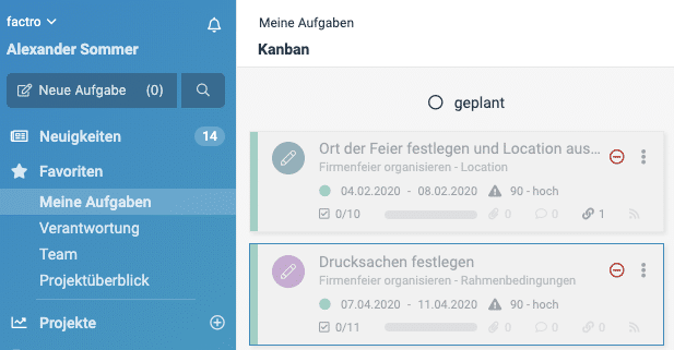 Ein Screenshot, der zeigt, wie der "geplant" Status bei Mitarbeitern aussieht