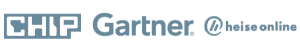 Die Logos von CHIP, Gartner und heies online