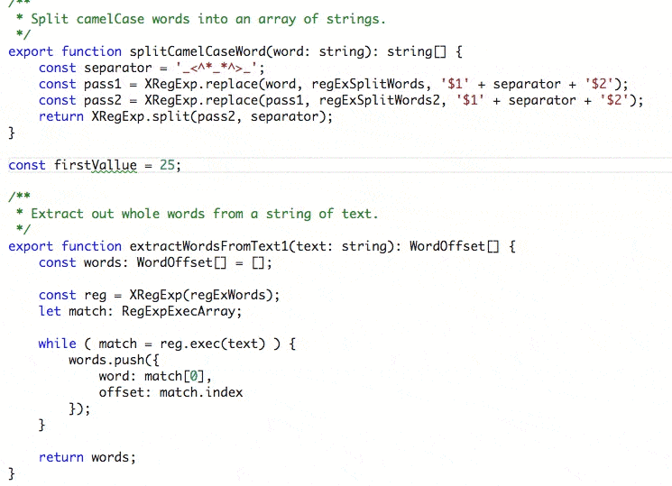 Eine Animation der Visual Studio Code Extension Code Spell Checker