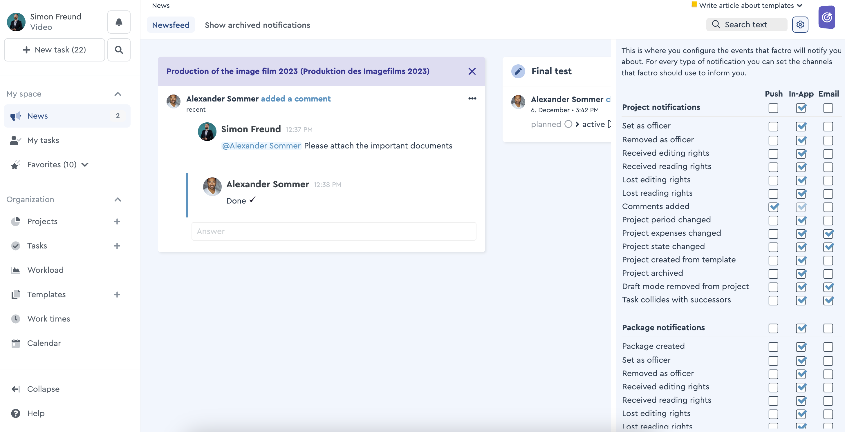 How to configure notifications in the Newsfeed