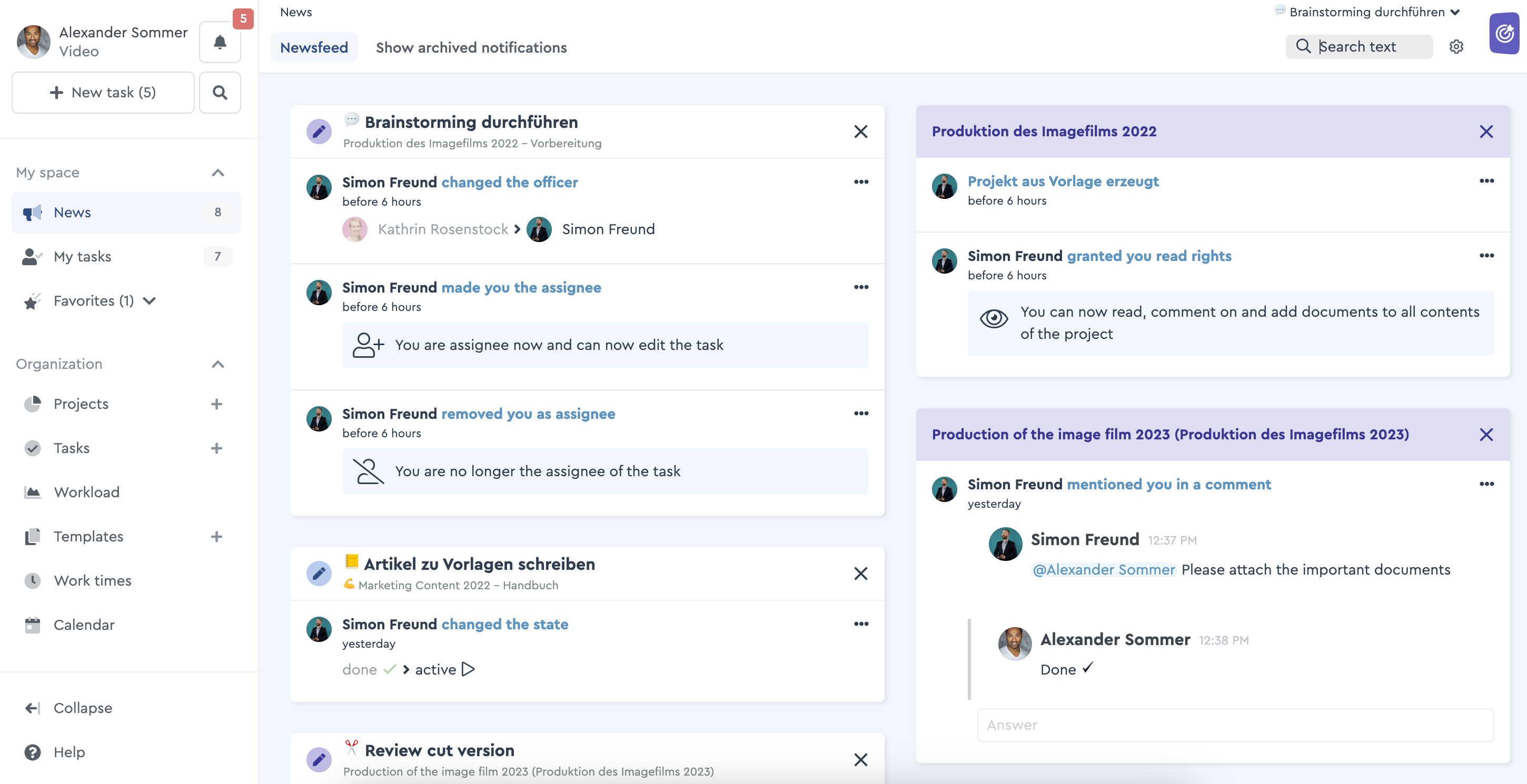 The dynamic Newsfeed in factro