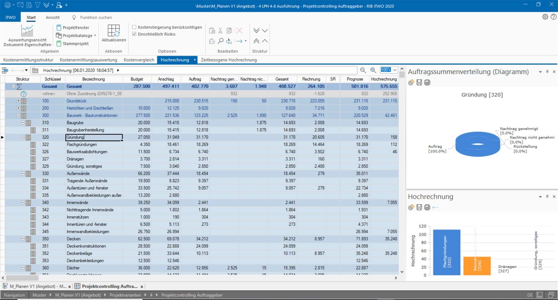 Screenshot des Tools iTWO2020