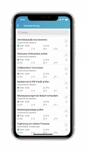 Ein Screenshot der factro mobile App mit dem Bereich "Meine Verantwortung"