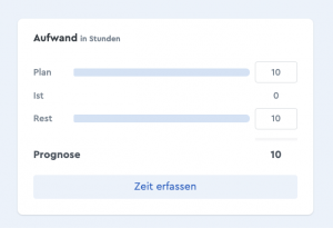 Ein Screenshot der Aufwände in einer factro Aufgabe