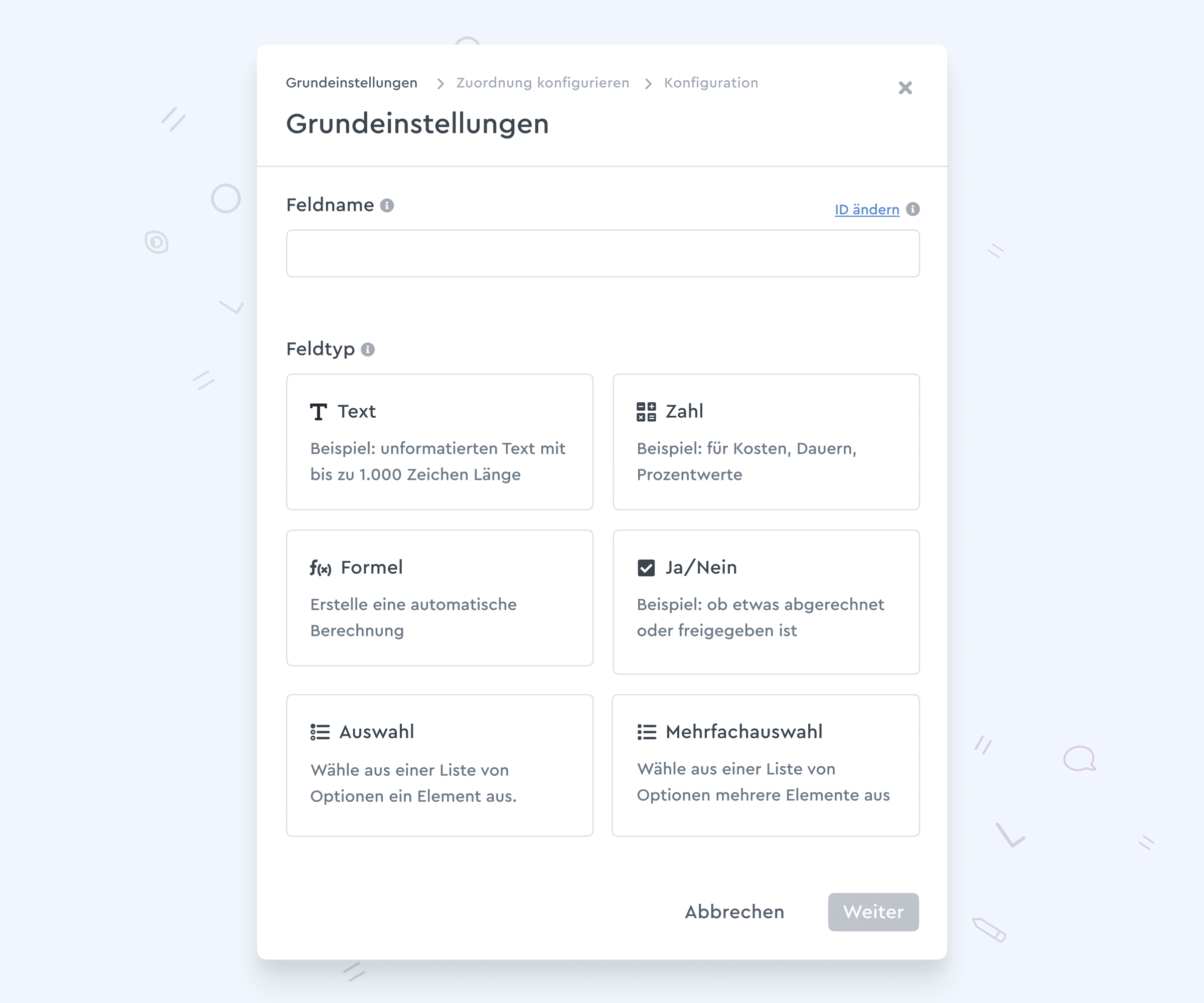 Die Benutzerdefinierten Felder in factro