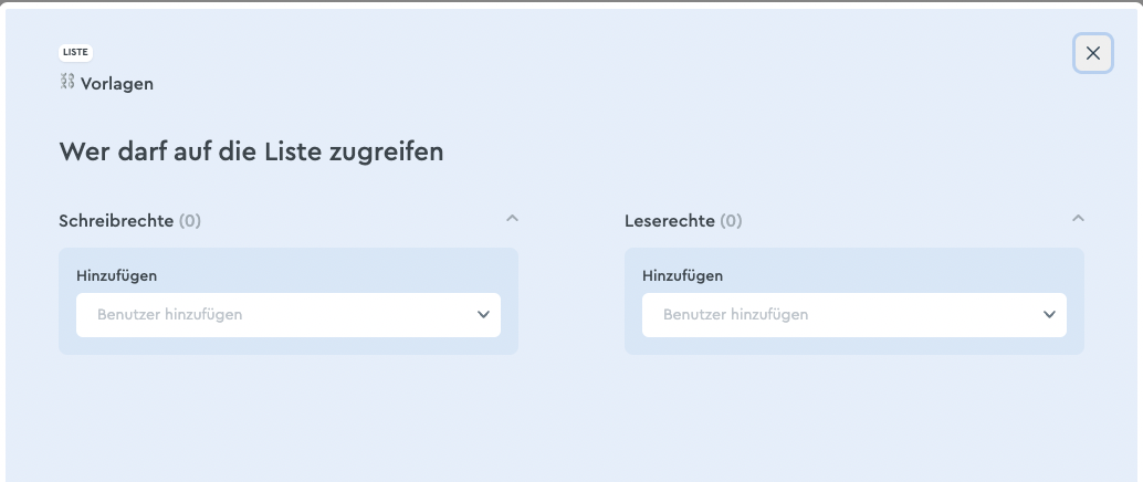 Zugriffsrechte einer factro Liste