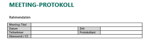 Kopf eines Besprechungsprotokolls