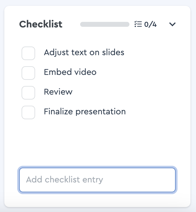 Add individual list items to create a checklist