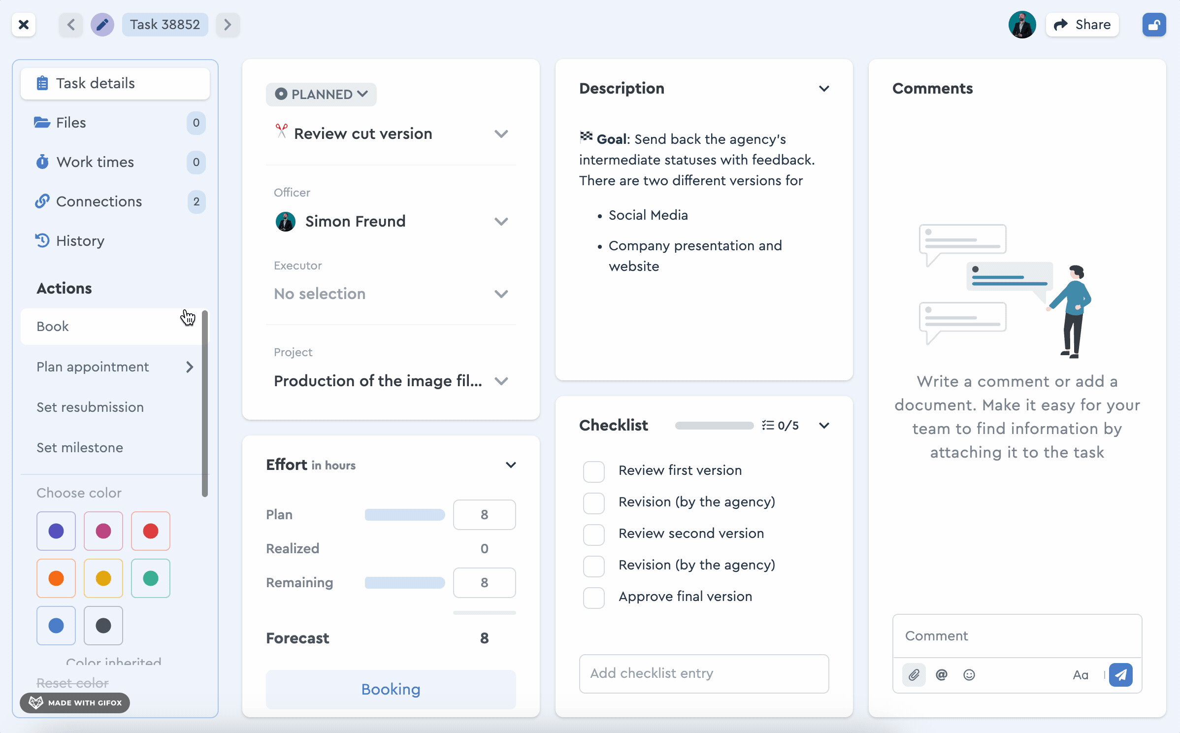 With just one click you can duplicate a task