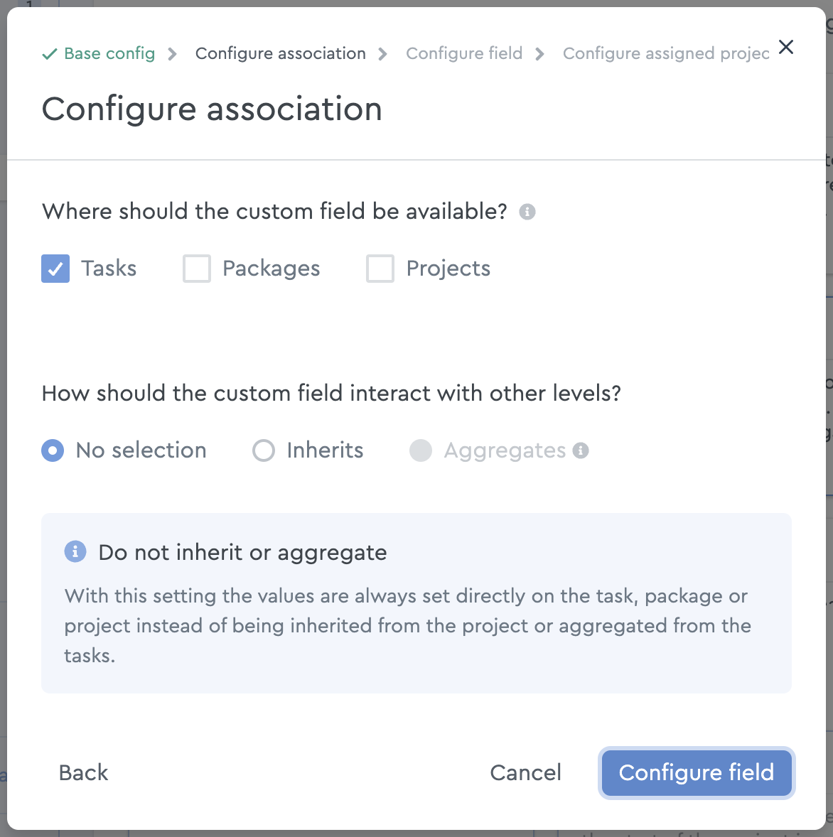 Configuration of the assignment