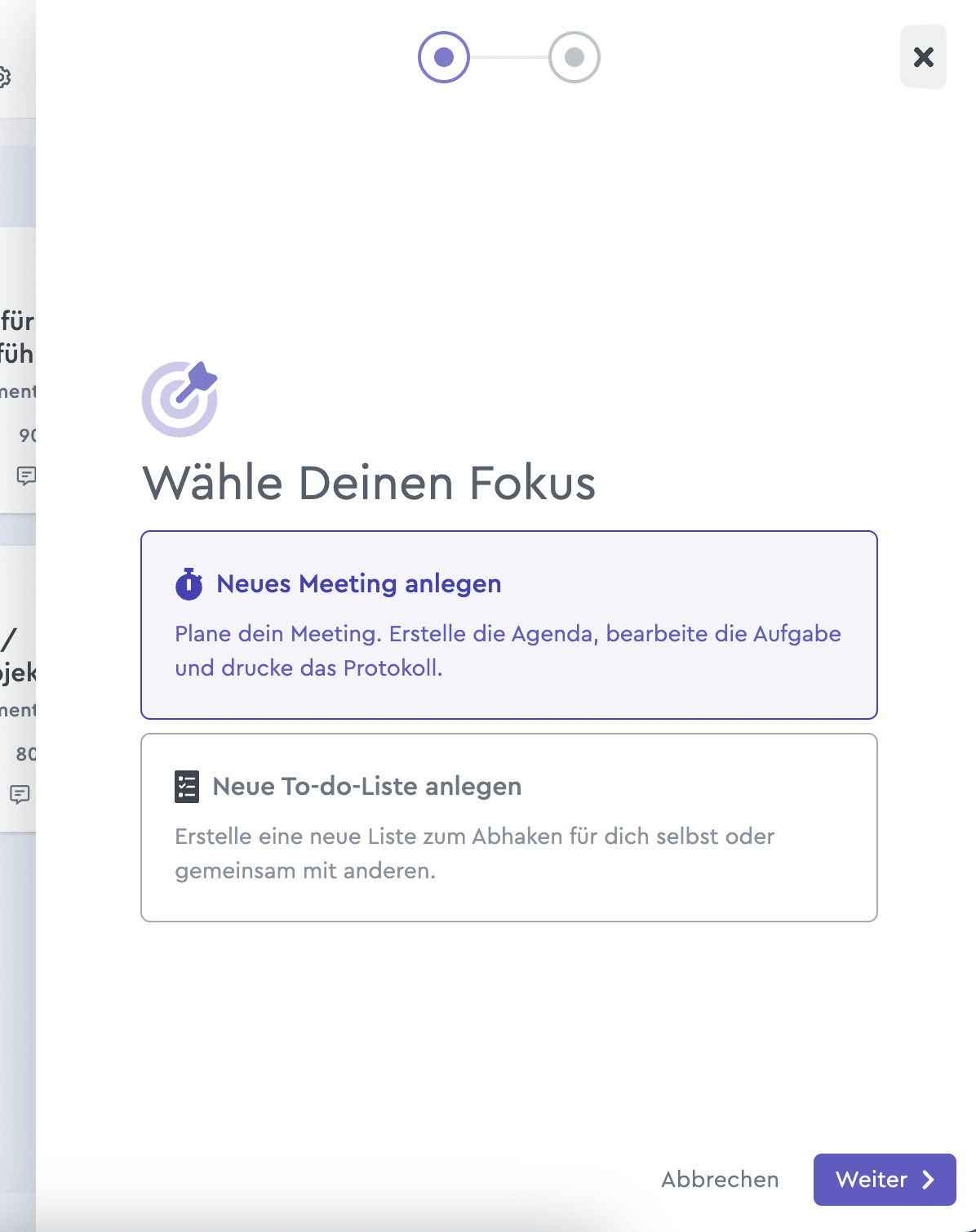 Der Fokus-Bereich in factro