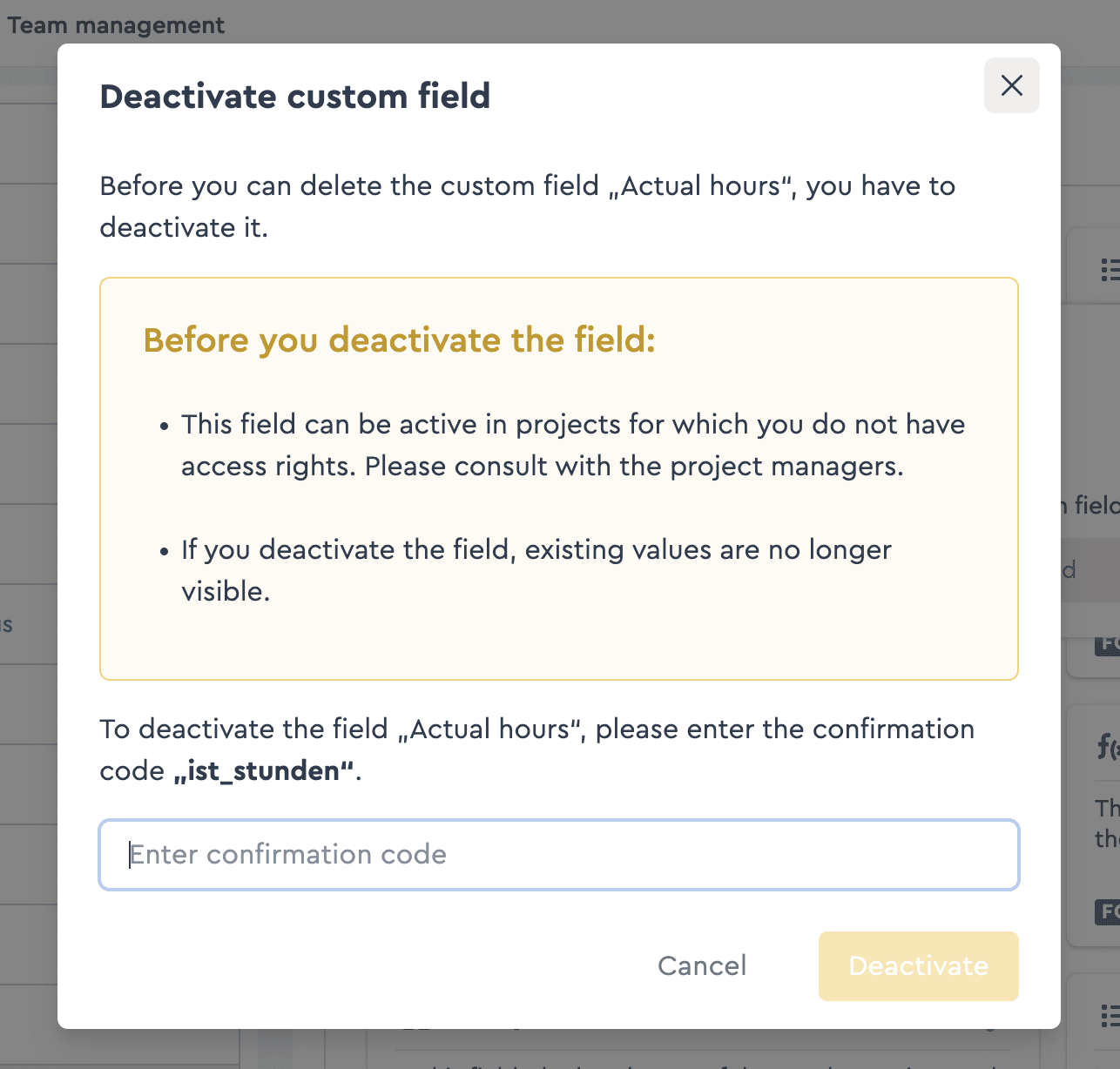 Safety query during the deletion process