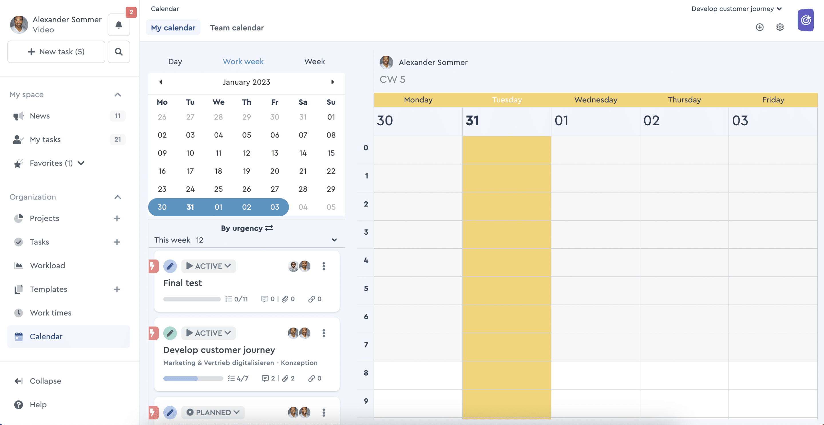 A screenshot of the factro calendar