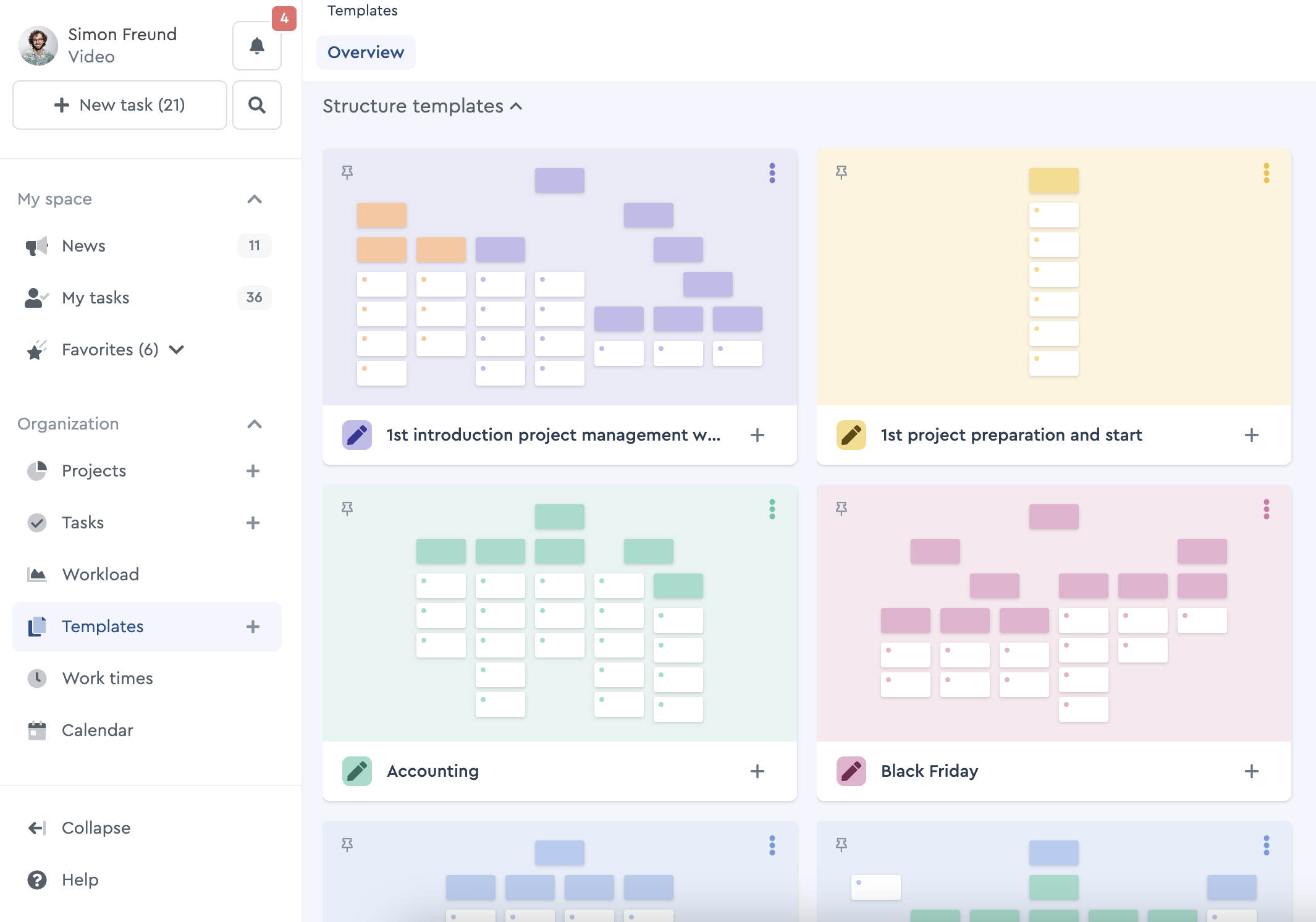 Overview of your project and task templates