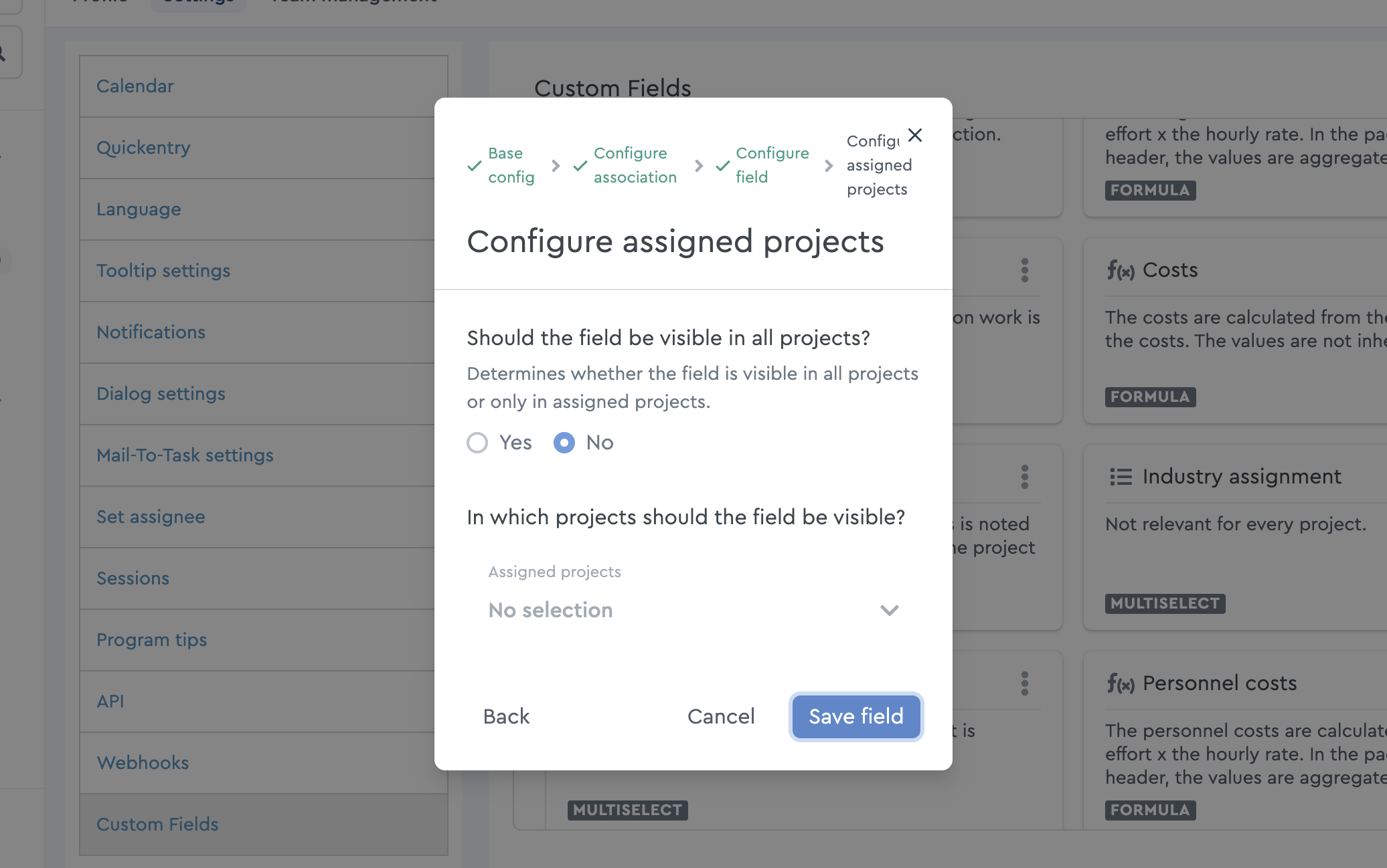Global or specific project assignment is already possible during creation