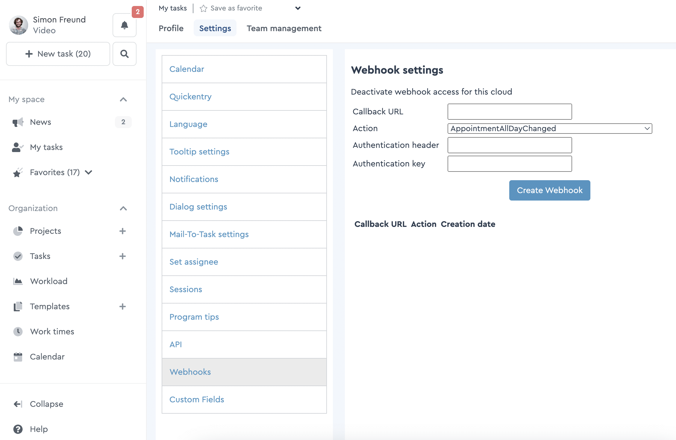 (De)activate the use of the webhooks