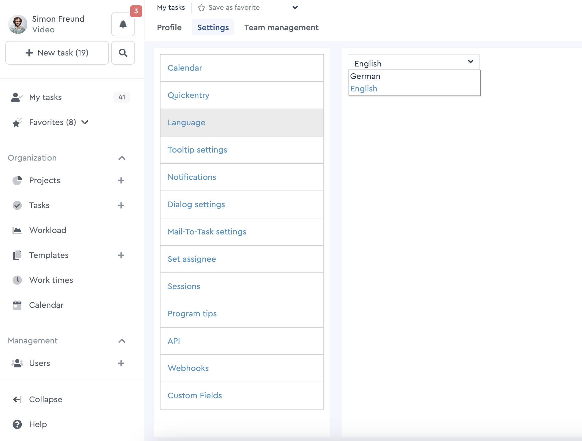 In the settings you can change the language