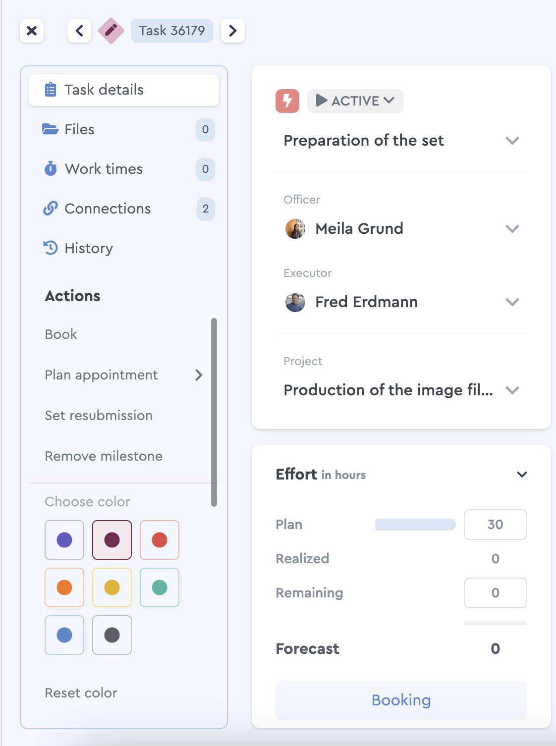 You can also make a color selection in the task details