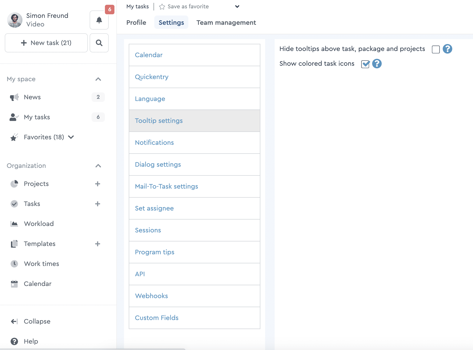 Settings for tooltip and color of dots