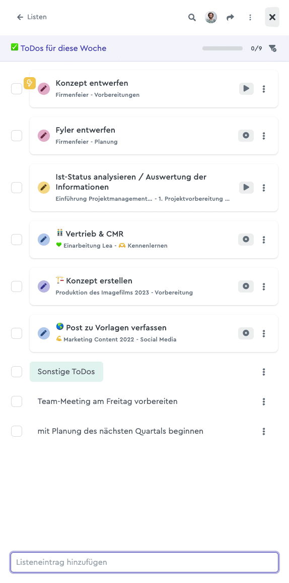 Die factro ToDo-Listen unterstützen Dich bei Deiner Routine