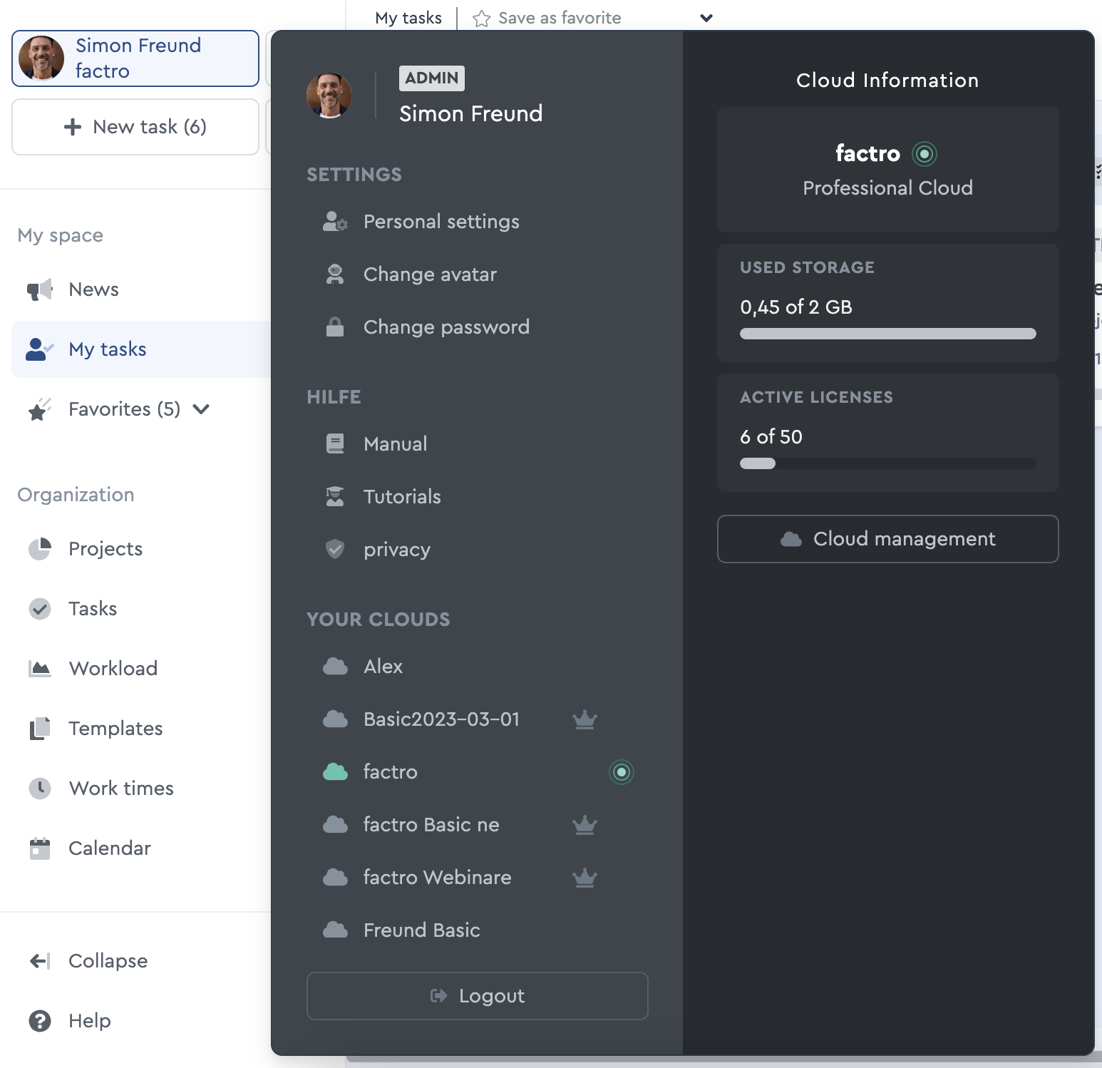 The cloud management in factro