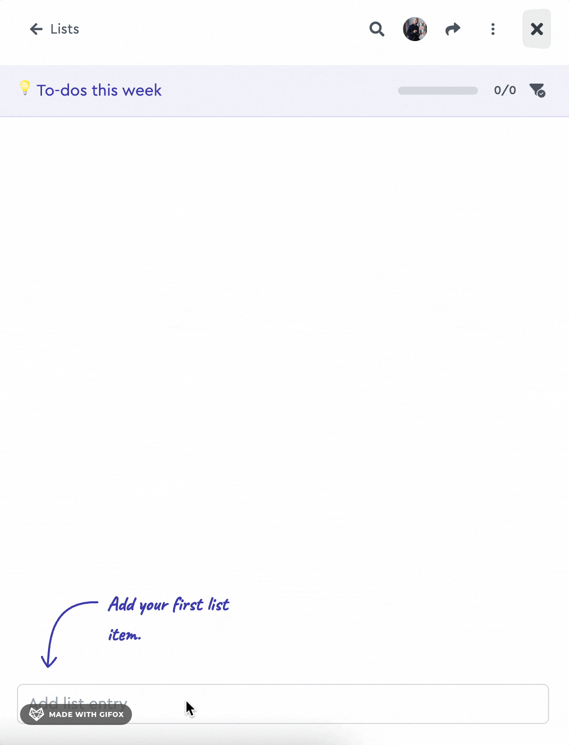 This is how you add list items in the factro to-do list