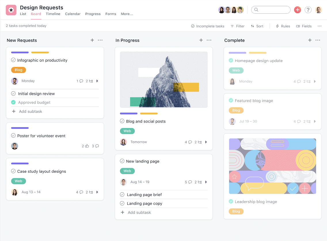 Das Kanban Board von asana