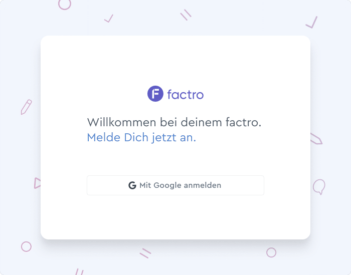 Anmeldemaske bei factro mit Single Sign-On