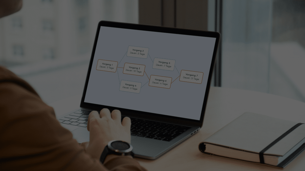 Netzplantechnik im Projektmanagement einfach erklärt Technische_Zeichnung_MockUp_Dunkler