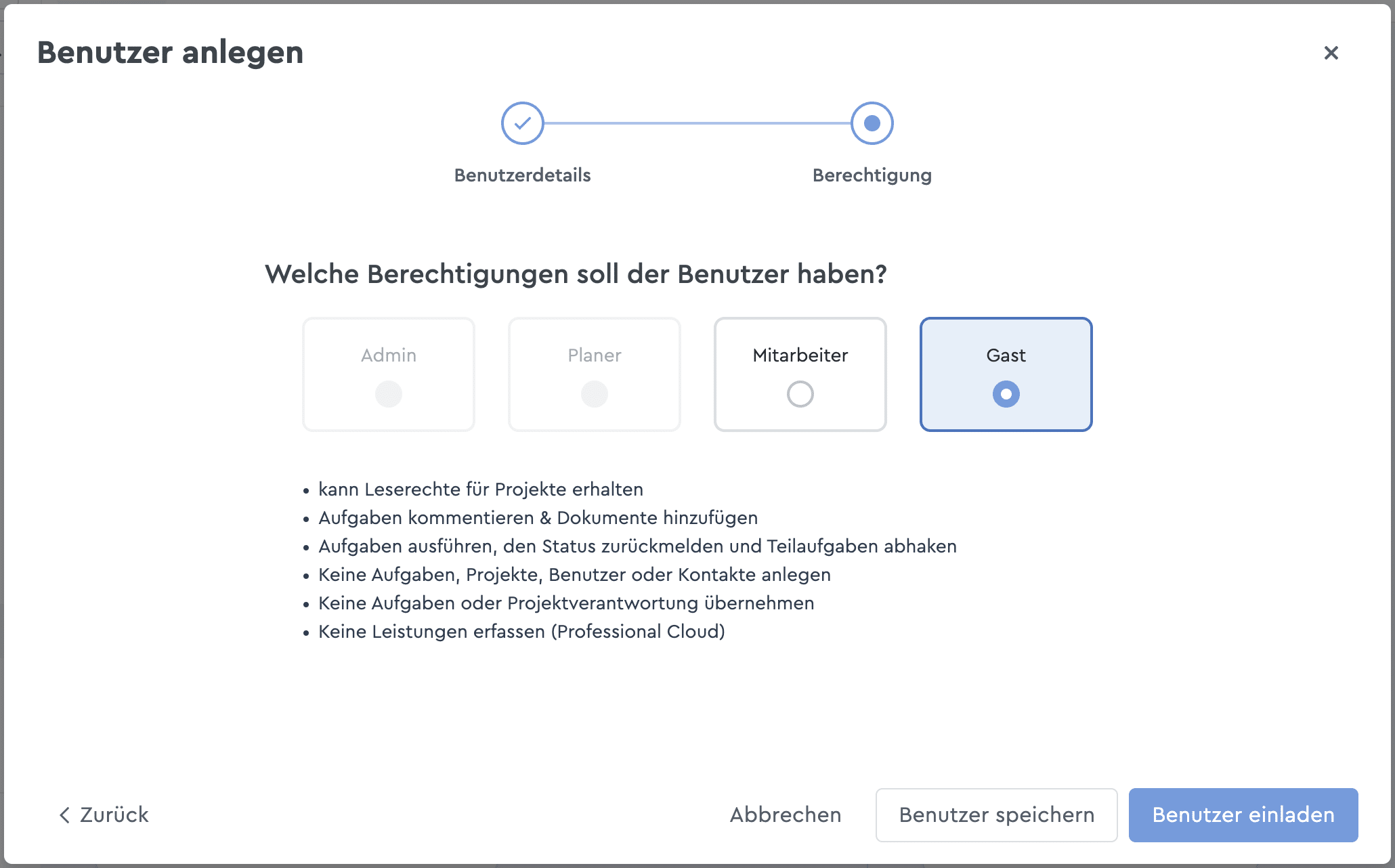 Benutzer in factro einladen