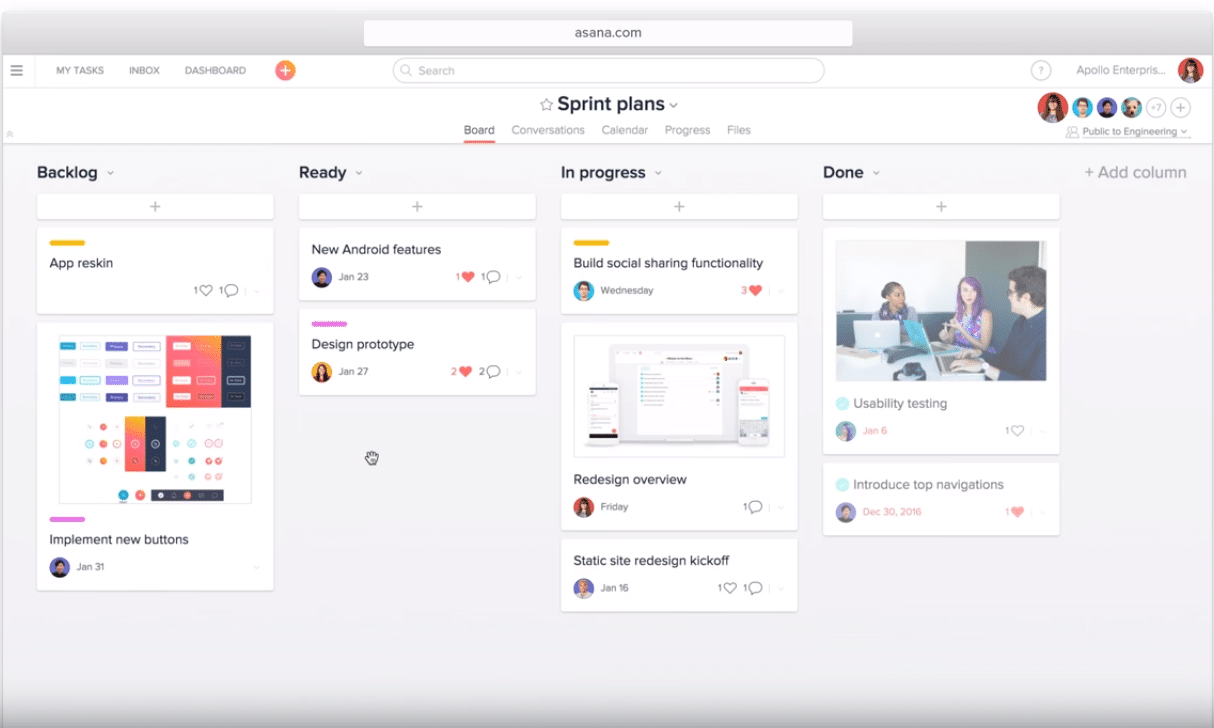 Ein Board von Asana