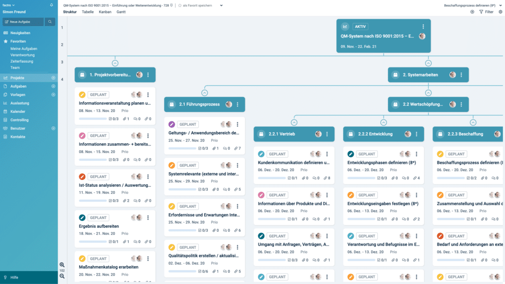 Ein Screenshot des factro Qualitätsmanagement-Leitfadens