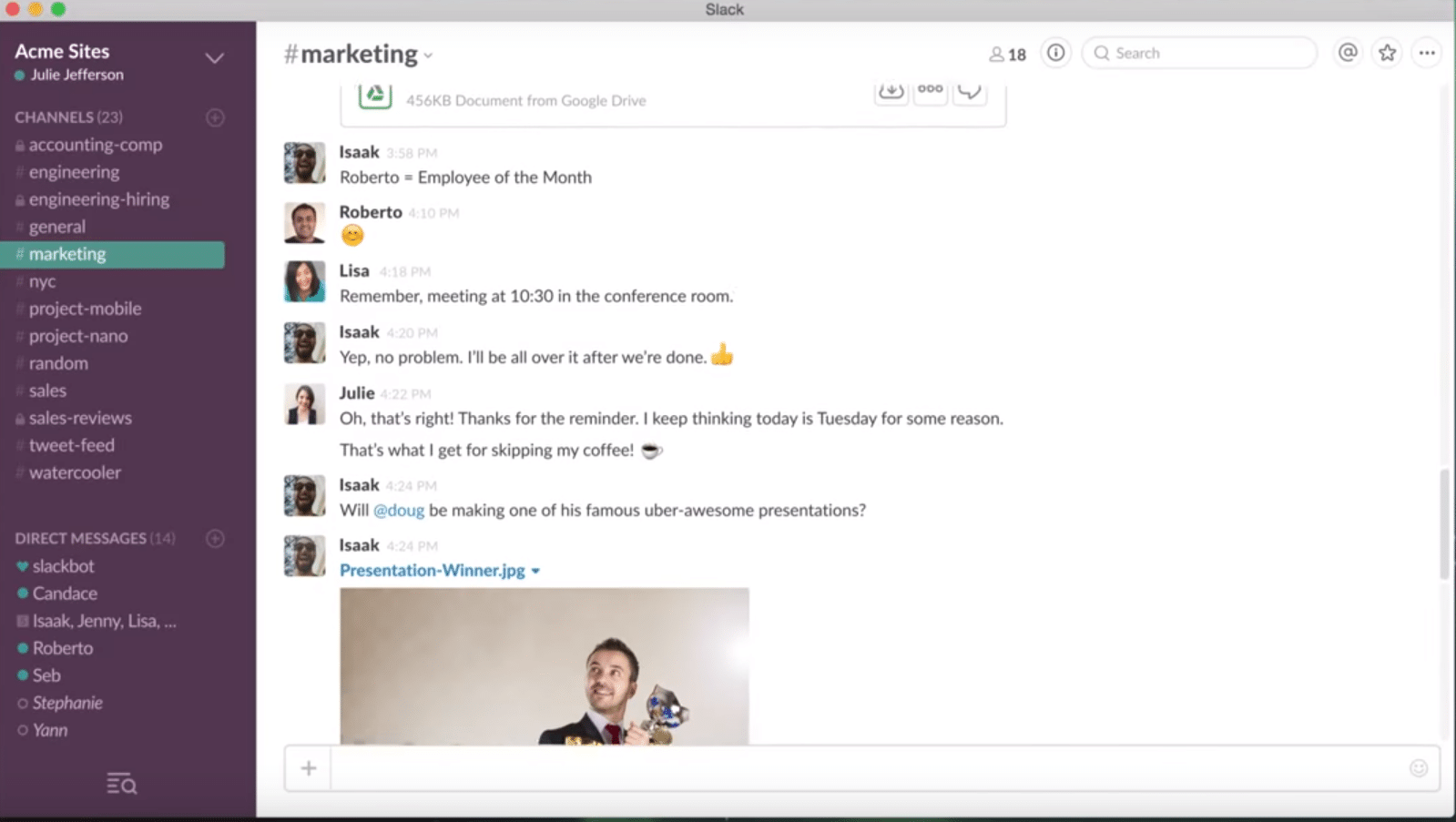 Ein Screenshot des Tools Slack