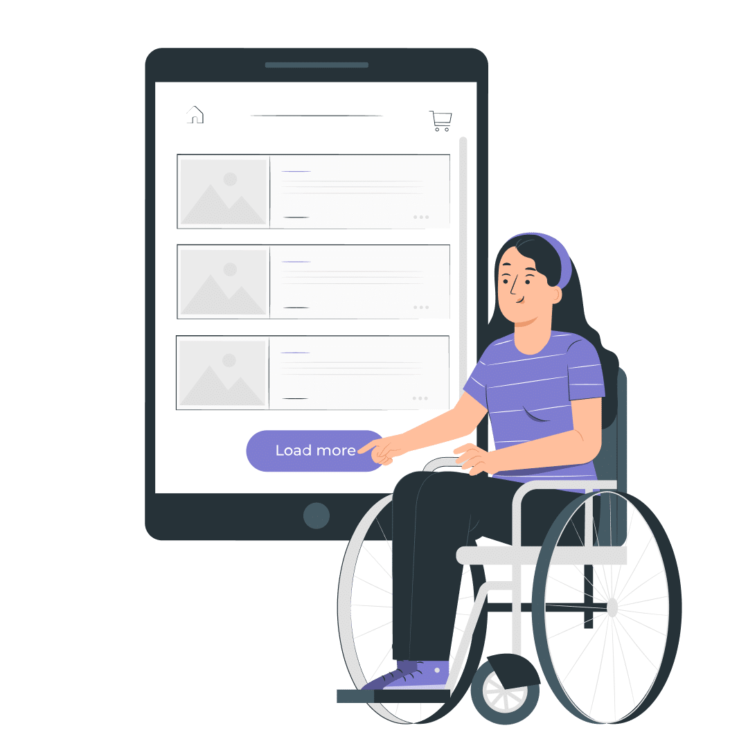 Visual zum Statusbericht mit einer Frau im Rollstuhl