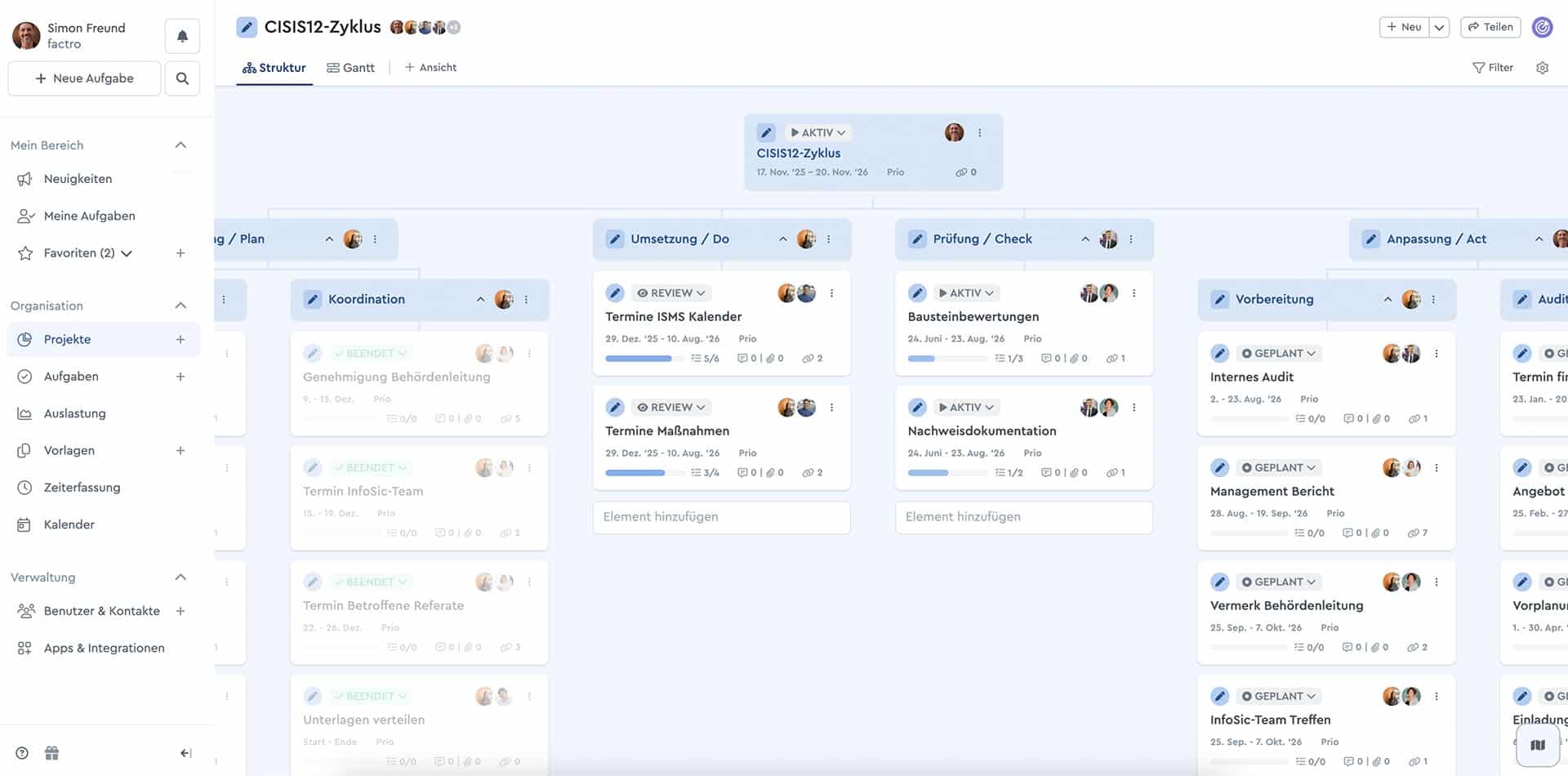 Projekt Vorlage für Projekte nach CISIS12-Zyklus in Form eines Projektstrukturplans