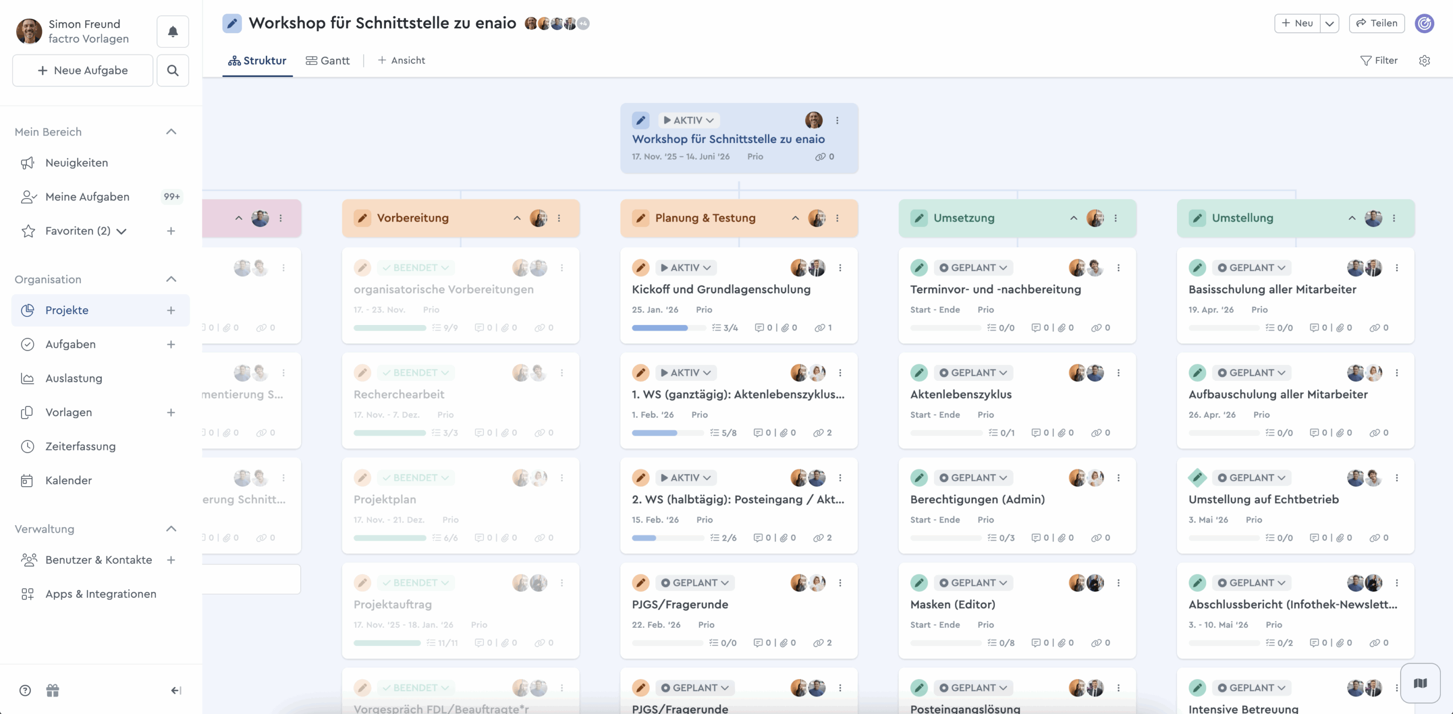 Projektvorlage für die Konzeption und Durchführung eines Workshops für eine Schnittstelle zu enaio