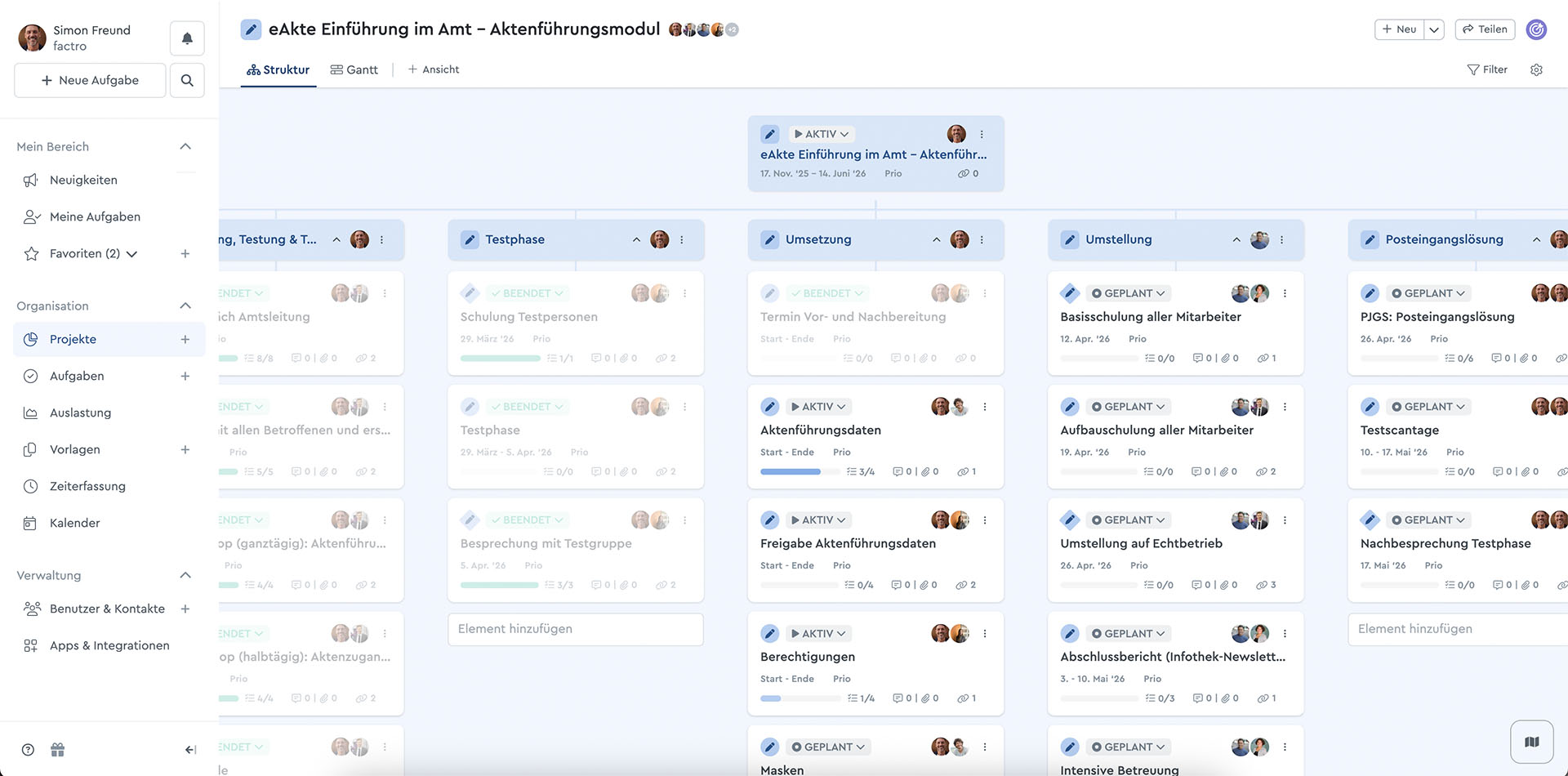 Projektstrukturplan Vorlage eAkte Einführung im Amt